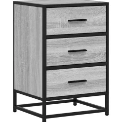 vidaXL Mesita noche madera ingeniería 40x34,5x60 cm metal Gris sonoma Hot