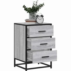 vidaXL Mesita noche madera ingeniería 40x34,5x60 cm metal Gris sonoma Hot