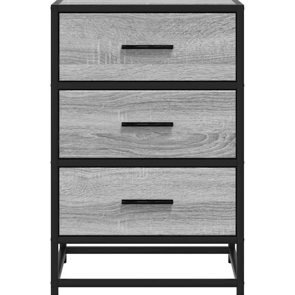 vidaXL Mesita noche madera ingeniería 40x34,5x60 cm metal Gris sonoma Hot