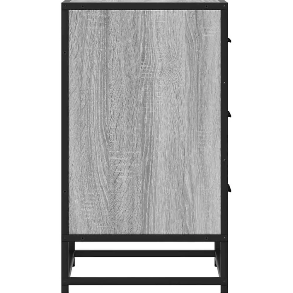vidaXL Mesita noche madera ingeniería 40x34,5x60 cm metal Gris sonoma Hot