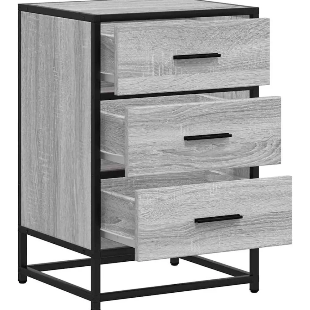 vidaXL Mesita noche madera ingeniería 40x34,5x60 cm metal Gris sonoma Hot