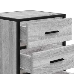 vidaXL Mesita noche madera ingeniería 40x34,5x60 cm metal Gris sonoma Hot
