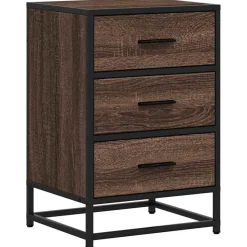vidaXL Mesita noche madera ingeniería roble marrón 40x34,5x60cm metal Marr&oacute;n roble New