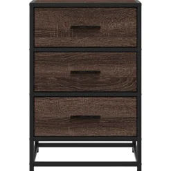 vidaXL Mesita noche madera ingeniería roble marrón 40x34,5x60cm metal Marrón roble New