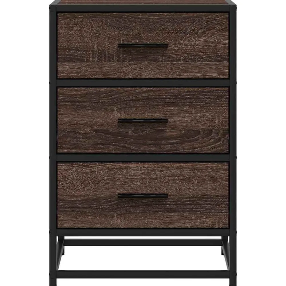 vidaXL Mesita noche madera ingeniería roble marrón 40x34,5x60cm metal Marrón roble New