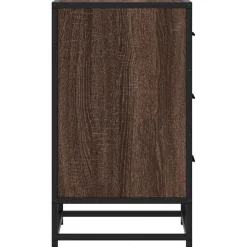 vidaXL Mesita noche madera ingeniería roble marrón 40x34,5x60cm metal Marrón roble New