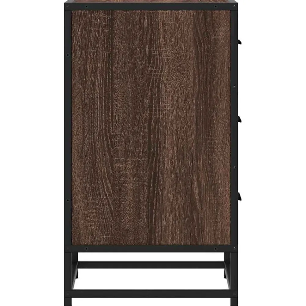 vidaXL Mesita noche madera ingeniería roble marrón 40x34,5x60cm metal Marrón roble New