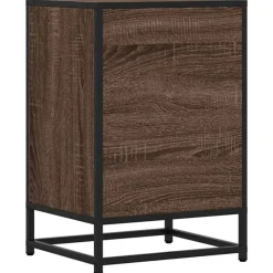 vidaXL Mesita noche madera ingeniería roble marrón 40x34,5x60cm metal Marrón roble New