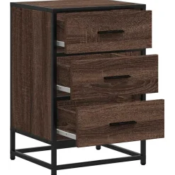 vidaXL Mesita noche madera ingeniería roble marrón 40x34,5x60cm metal Marrón roble New