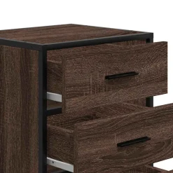 vidaXL Mesita noche madera ingeniería roble marrón 40x34,5x60cm metal Marrón roble New