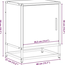 vidaXL Mesas-Mesita noche madera de ingeniería 40x31x50 cm metal