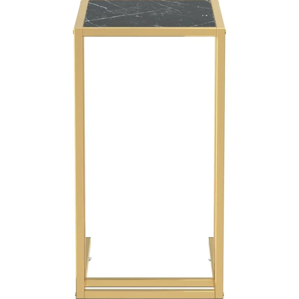 vidaXL Mesita ordenador vidrio transparente negro mármol 50x35x65cm Dorado y negro mármol Outlet