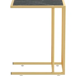 vidaXL Mesita ordenador vidrio transparente negro mármol 50x35x65cm Dorado y negro mármol Outlet