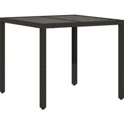 vidaXL Muebles De Jardín-Mesita y sillas jardín 5 pzas y cojines ratán sintético negro