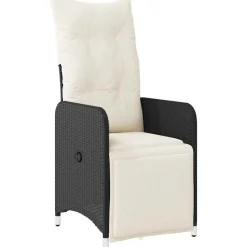 vidaXL Muebles De Jardín-Mesita y sillas jardín 5 pzas y cojines ratán sintético negro