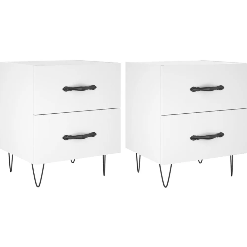 vidaXL Mesitas de noche 2 uds madera ingeniería 40x35x47,5 cm Blanco Online