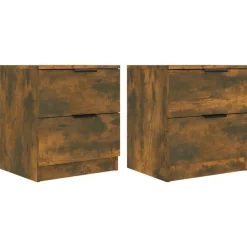 vidaXL Mesitas de noche 2 uds madera contrachapada color Roble ahumado Sale