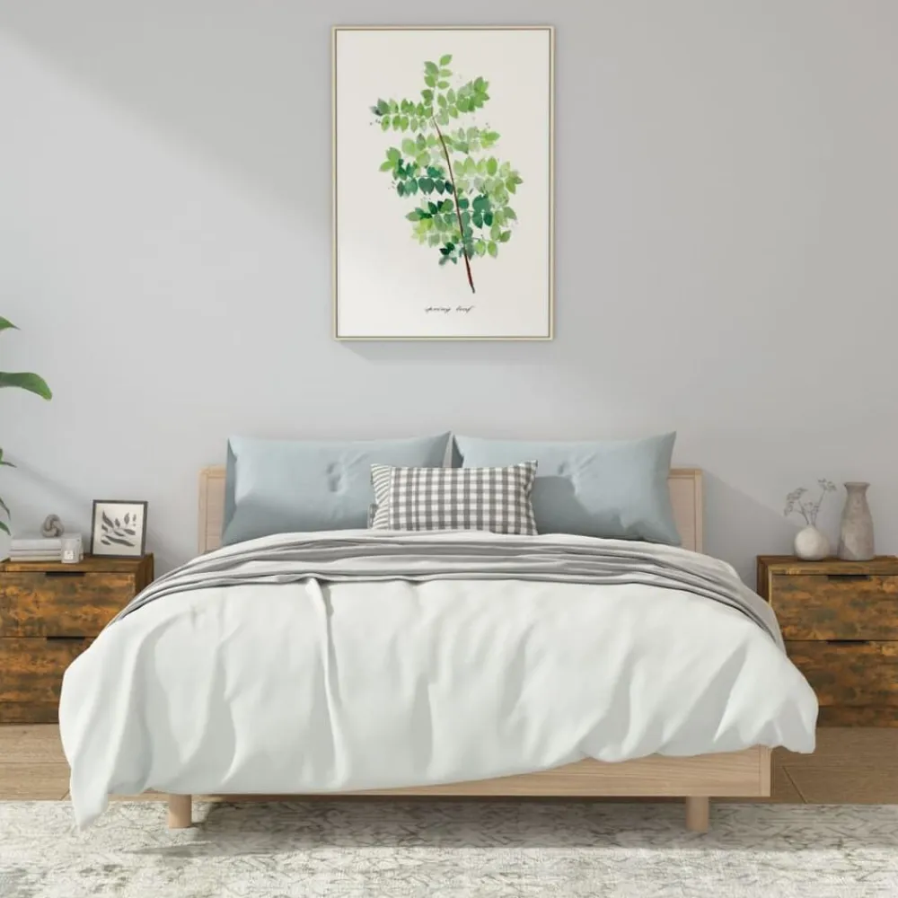 vidaXL Mesitas de noche 2 uds madera contrachapada color Roble ahumado Sale