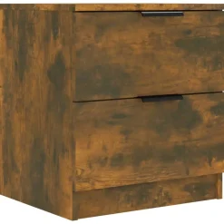 vidaXL Mesitas de noche 2 uds madera contrachapada color Roble ahumado Sale