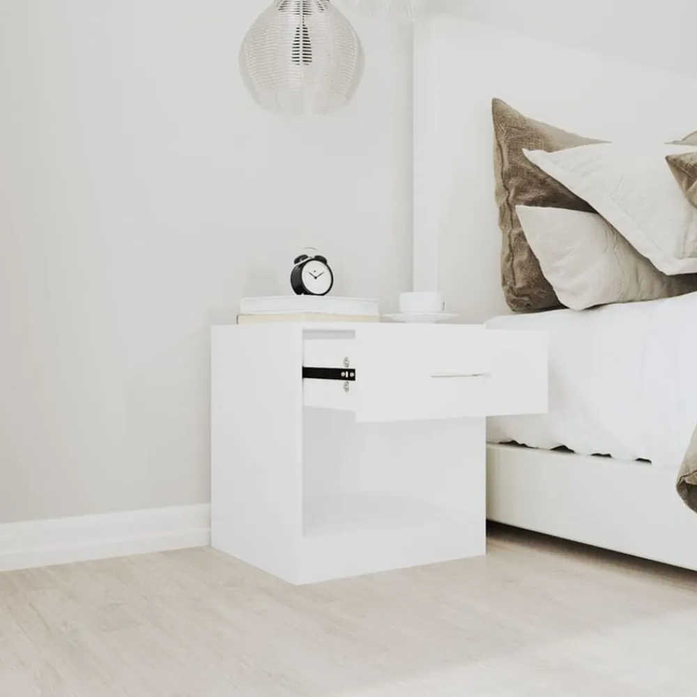 vidaXL Mesitas de noche con cajón 2 unidades blancas Blanco Best