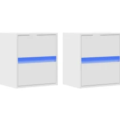 vidaXL Mesas-Mesitas de noche de pared con luces LED 2 unidades