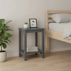 vidaXL Mesitas de noche madera maciza de pino 35x30x47cm Gris oscuro Clearance