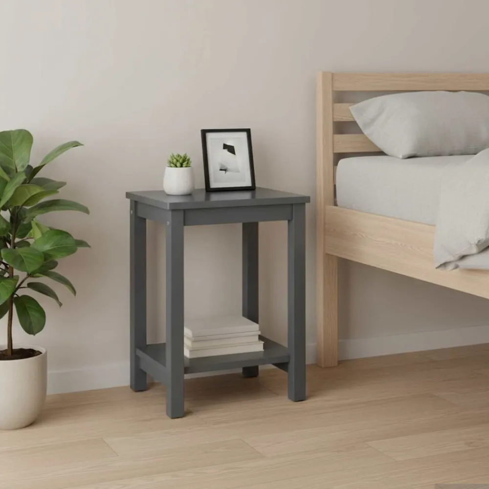 vidaXL Mesitas de noche madera maciza de pino 35x30x47cm Gris oscuro Clearance