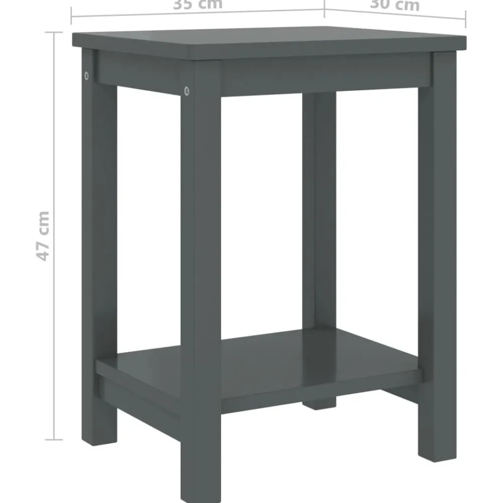 vidaXL Mesitas de noche madera maciza de pino 35x30x47cm Gris oscuro Clearance