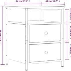 vidaXL Mesitas noche 2 uds madera ingeniería 44x45x60 cm Roble Sonoma Best