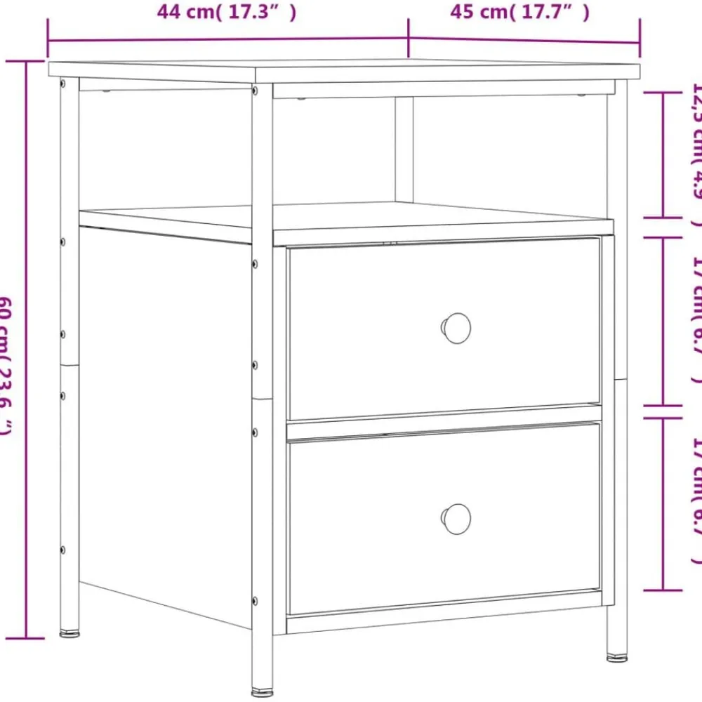 vidaXL Mesitas noche 2 uds madera ingeniería 44x45x60 cm Roble Sonoma Best