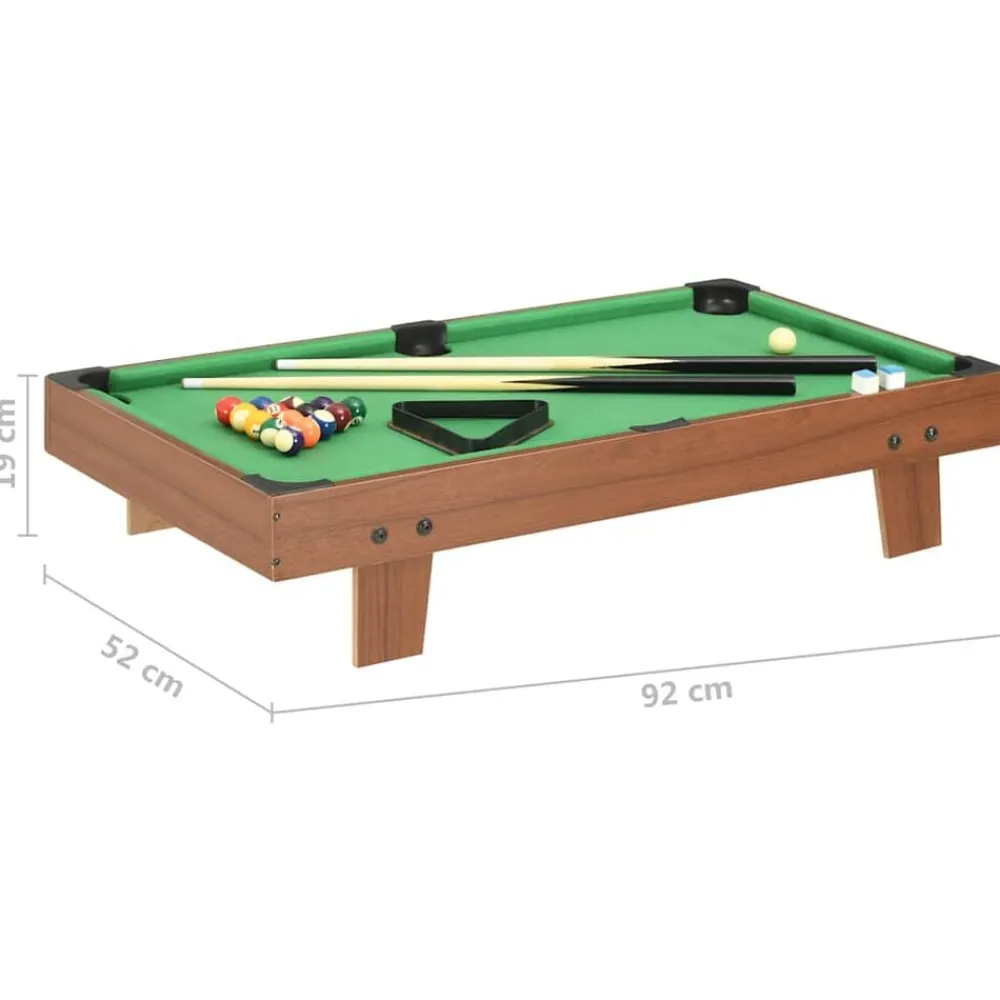 vidaXL Mini mesa de billar marrón y verde 92x52x19 cm Marrón y verde