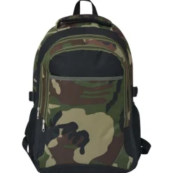vidaXL Mochila de colegio 40 L negra y Camuflaje Best