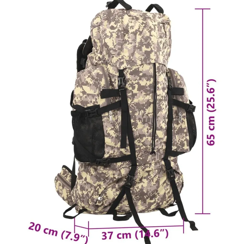 vidaXL Maletas Y Bolsos De Viaje-Mochila de senderismo tela oxford marrón camuflaje 60 l