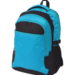 vidaXL Mochila escolar negra y 40 l Azul New