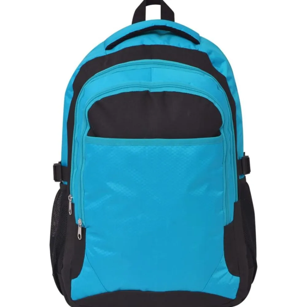 vidaXL Mochila escolar negra y 40 l Azul New