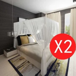 vidaXL Mosquitera para cama cuadrada 3 aberturas 2 unidades Best