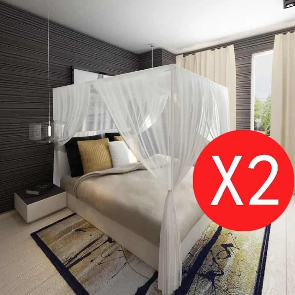 vidaXL Mosquitera para cama cuadrada 3 aberturas 2 unidades Best
