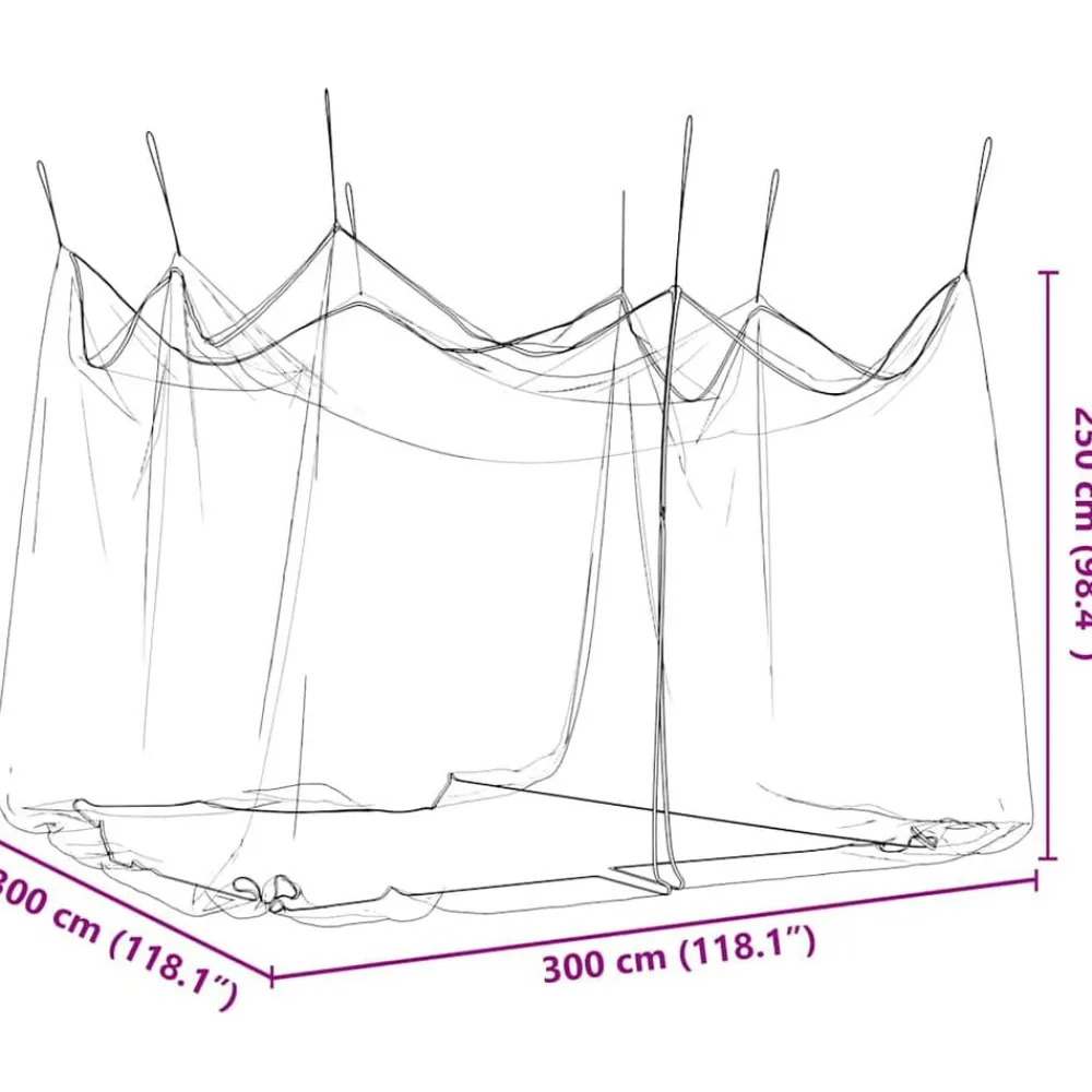 vidaXL Actividades Al Aire Libre-Mosquitera para exteriores, malla 220, negra, 300 x 300 x 250 cm