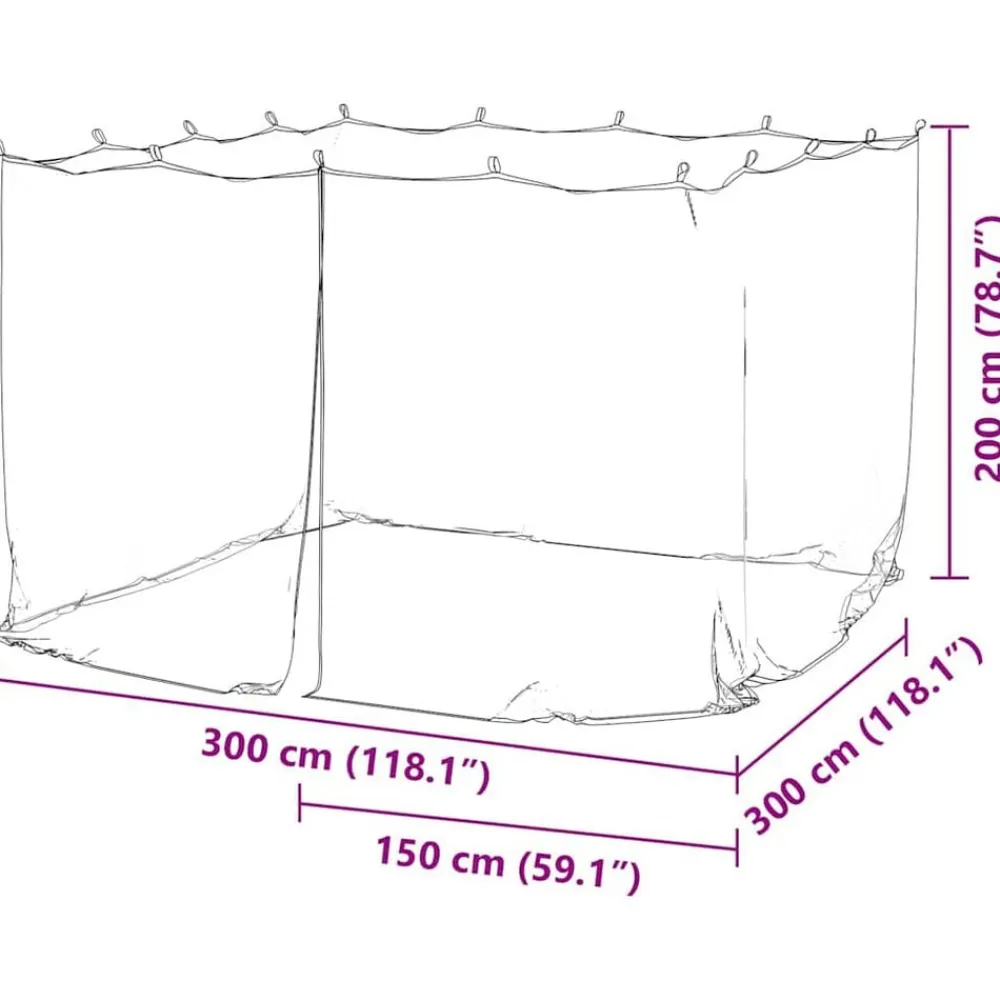 vidaXL Actividades Al Aire Libre-Mosquitera para exteriores, malla 220, blanca, 300 x 300 x 200 cm