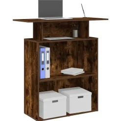 vidaXL Mostrador de recepción 100x40x104 cm Roble ahumado Clearance