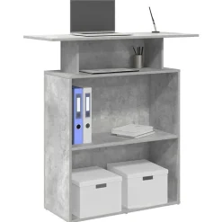 vidaXL Mobiliario De Oficina-Mostrador de recepción gris hormigón 100x40x104 cm