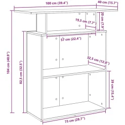 vidaXL Mobiliario De Oficina-Mostrador de recepción gris hormigón 100x40x104 cm