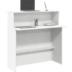 vidaXL Mostrador de recepción 100x50x103,5 cm madera de ingeniería Blanco Outlet
