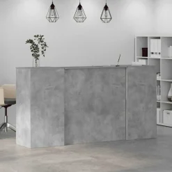 vidaXL Mobiliario De Oficina-Mostrador de recepción gris hormigón 200x50x103,5 cm