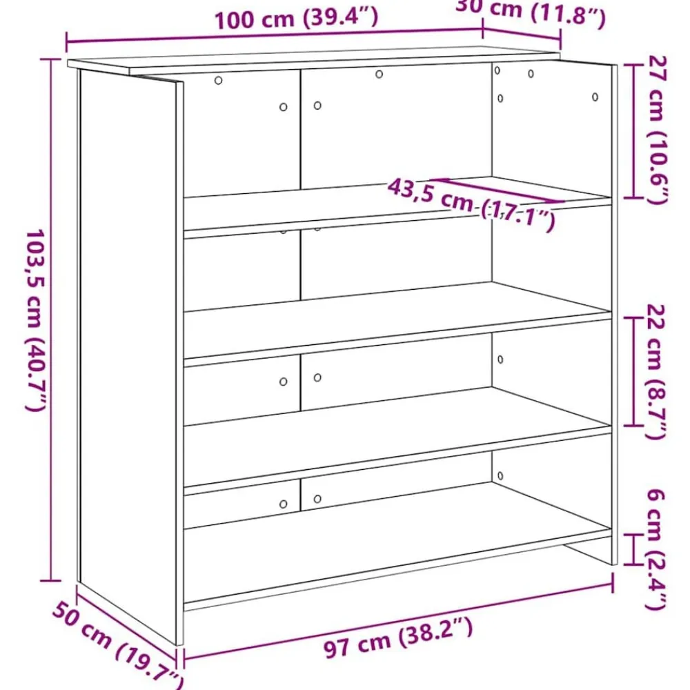 vidaXL Mostrador de recepción 100x50x103,5 cm Madera de ingeniería Roble Sonoma