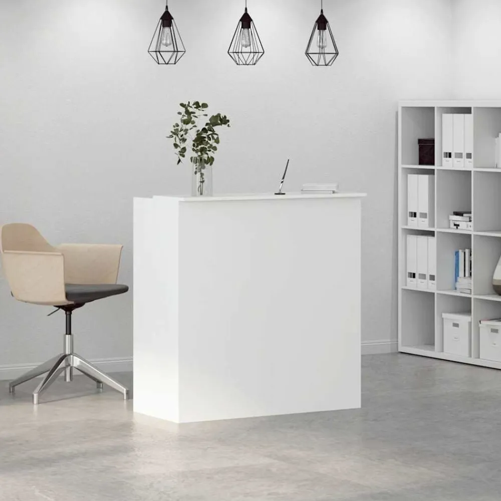 vidaXL Mostrador de recepción 100x50x103,5 cm madera de ingeniería Blanco Sale