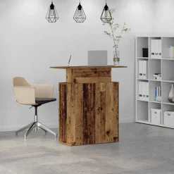 vidaXL Mostrador de recepción 100x40x104 cm Madera antigua Discount