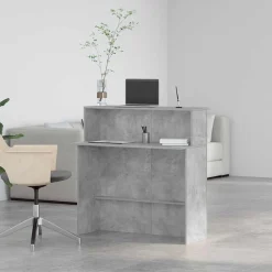 vidaXL Mostrador de recepción gris hormigón 100x50x103,5 cm Gris hormig&oacute;n Outlet