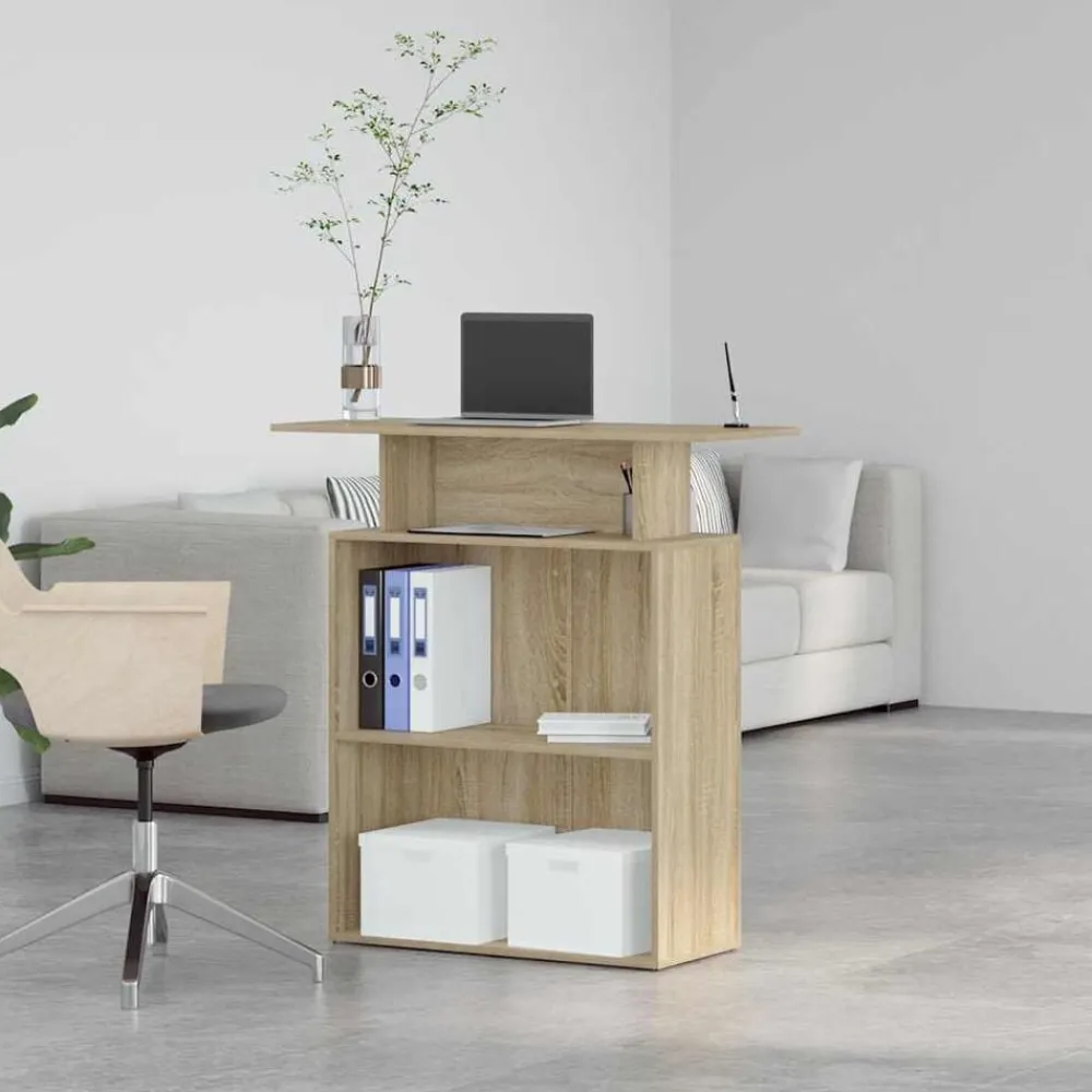 vidaXL Mostrador de recepción 100x40x104 cm Madera de ingeniería Roble Sonoma Discount