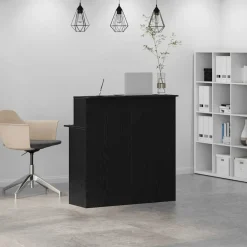 vidaXL Mostrador de recepción 100x50x103,5 cm madera ingeniería Negro Best